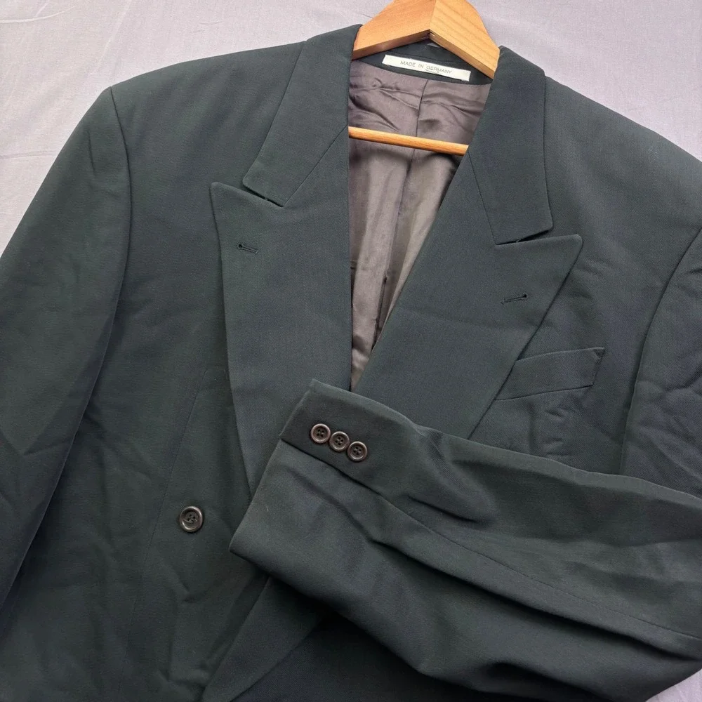 Vintage Kappers New York Double Breasted Blazer Dark Green Wool Made in Germany